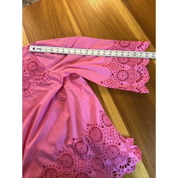Talbots Woman’s Tunic Top. 2XL. Lined. Cotton. Pink. Lace. Ruffle - Picture 9 of 10